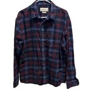 Abercrombie & Fitch Soft Flannel Relaxed Fit Men's Shirt‎ Large Blue Red Plaid